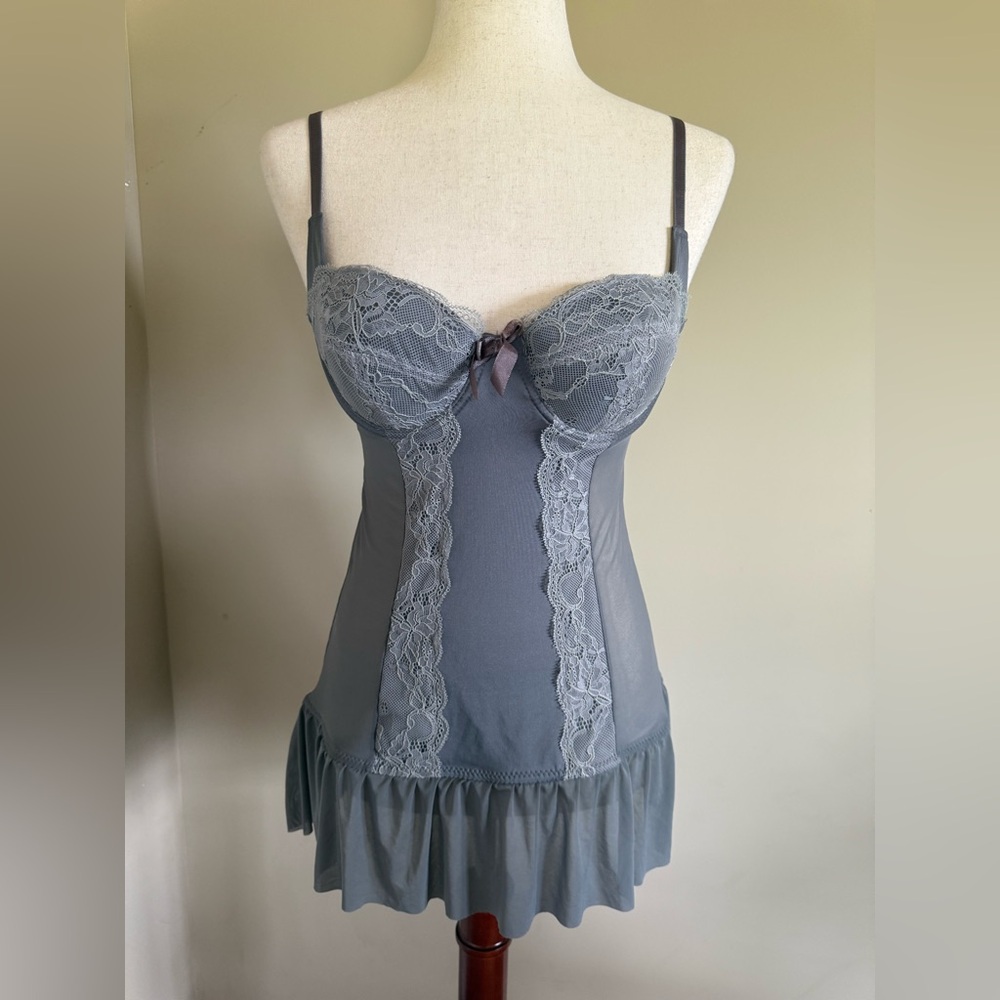 Adore Me Gray Lace Chemise Medium